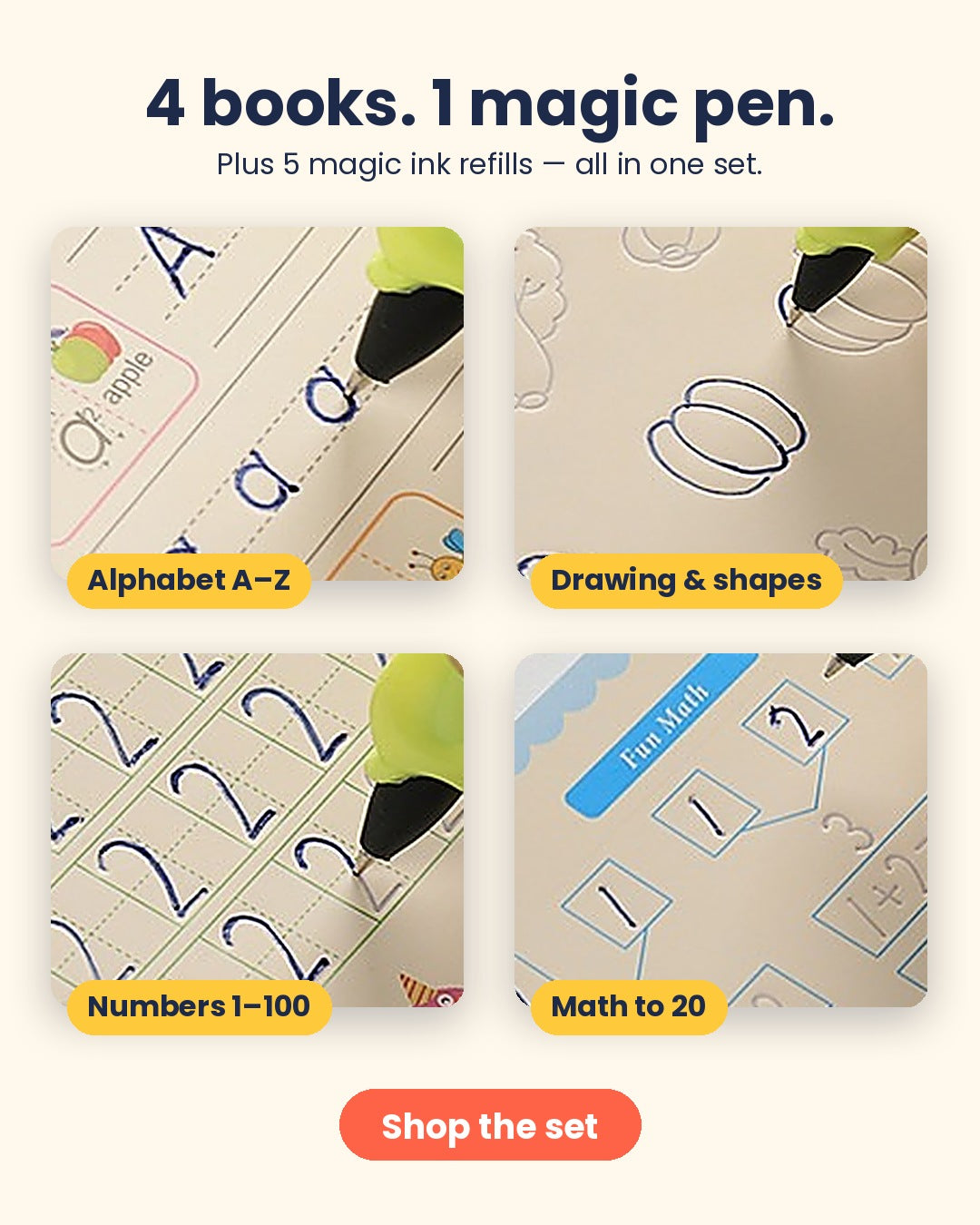 Magic Practice Set — Reusable Learning Books (4-Pack)